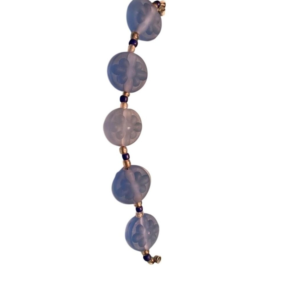 Handmade Frosted Blue Glass Lampwork Beads - New